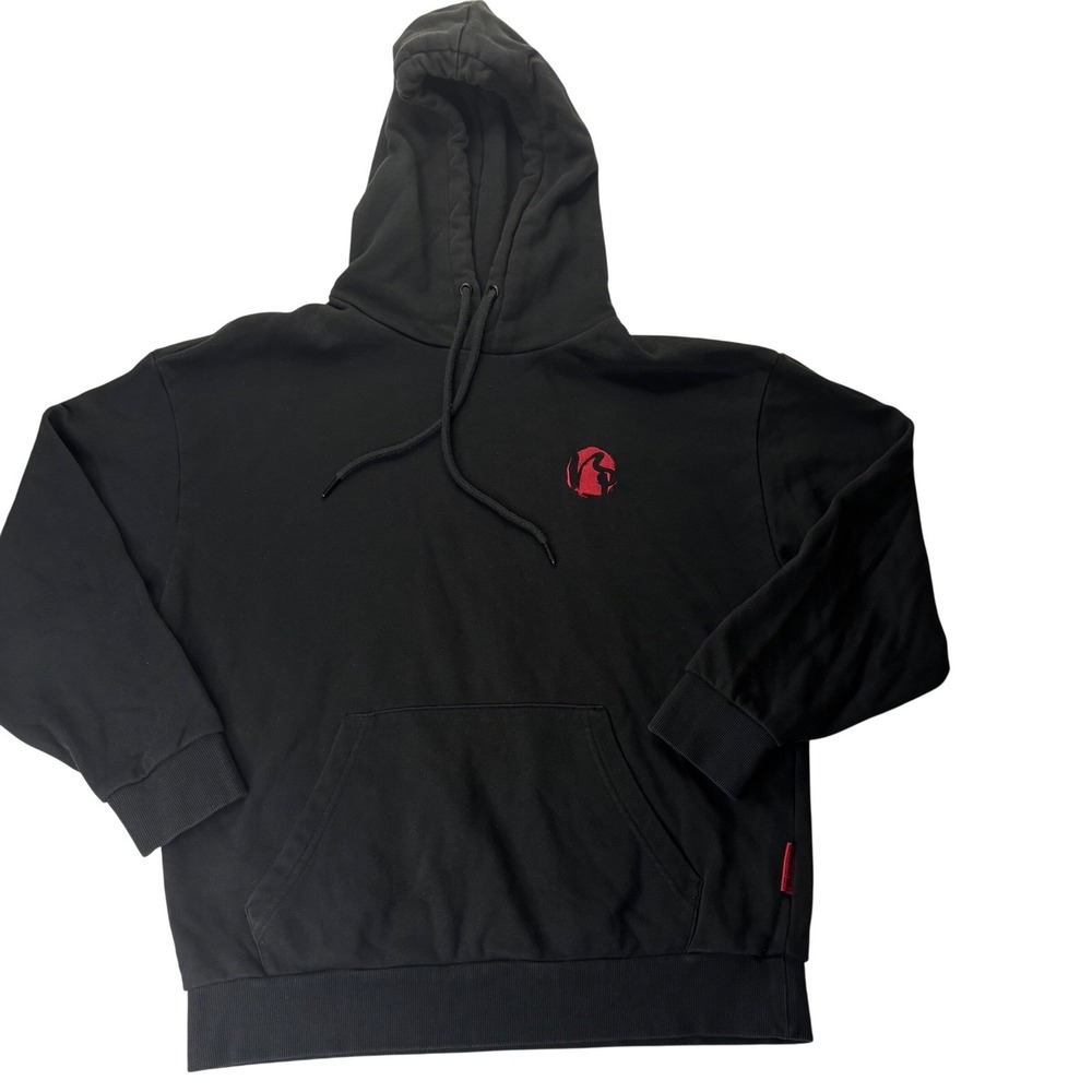 Meters/bonwe Black Graphic Pullover Hoodie Men's XL Streetwear Oversized - Picture 2 of 12